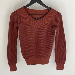 Abercrombie & Fitch Rust Brown Knit V-neck sweater